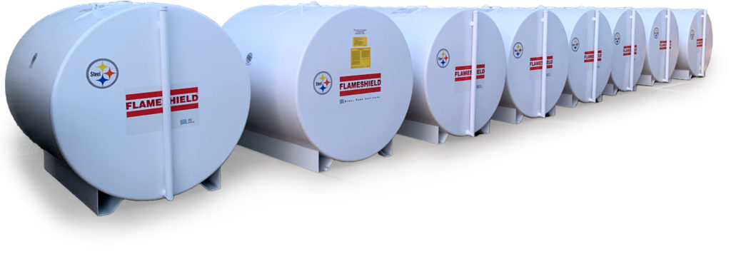 Flameshield® aboveground storage tanks are manufactured with a tight-wrap double-wall design. Standard features include 2-hour fire-tested performance, built-in secondary containment and interstitial monitoring capability.